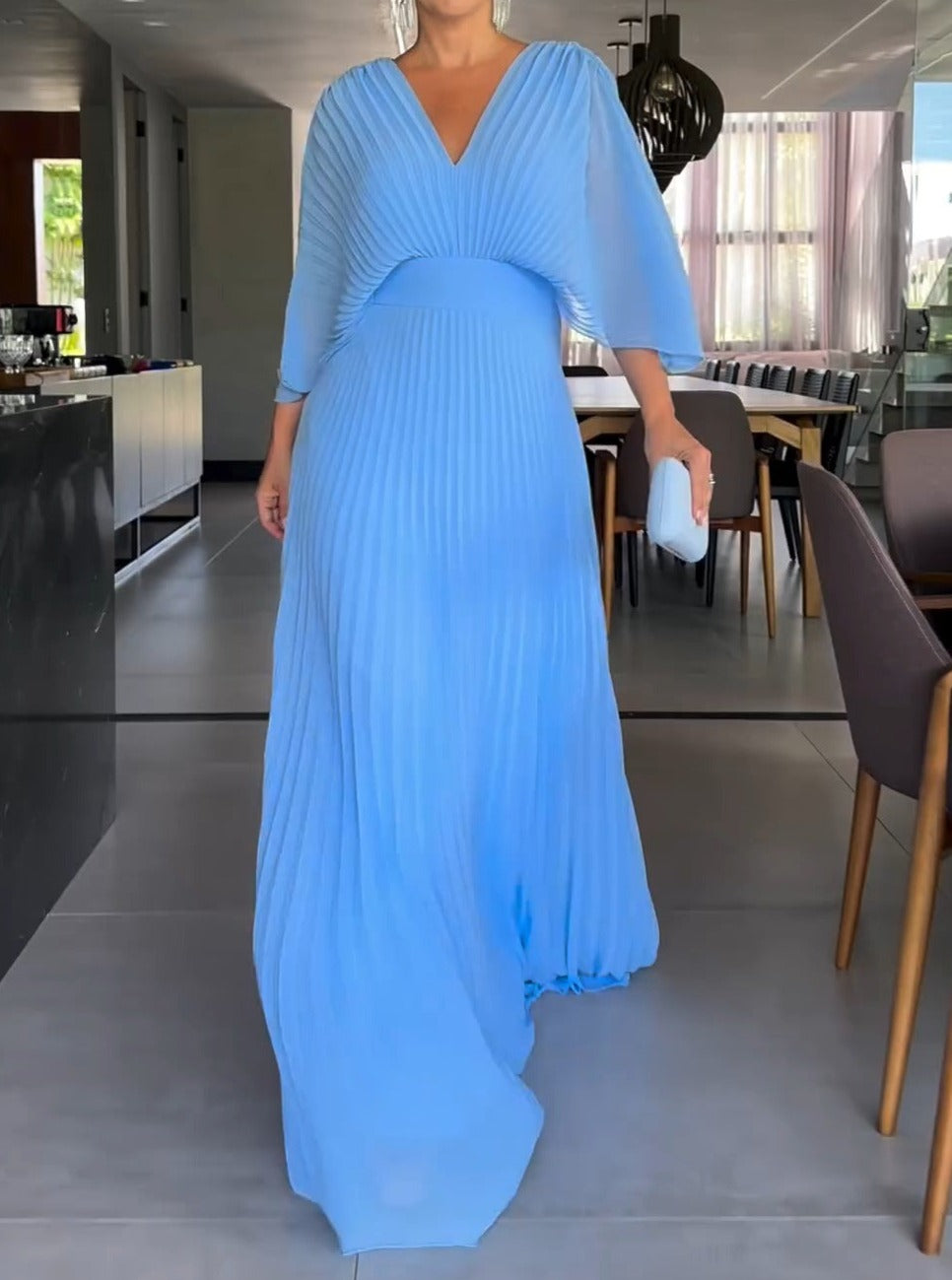 Vestido Ligero Canalé Escote en V