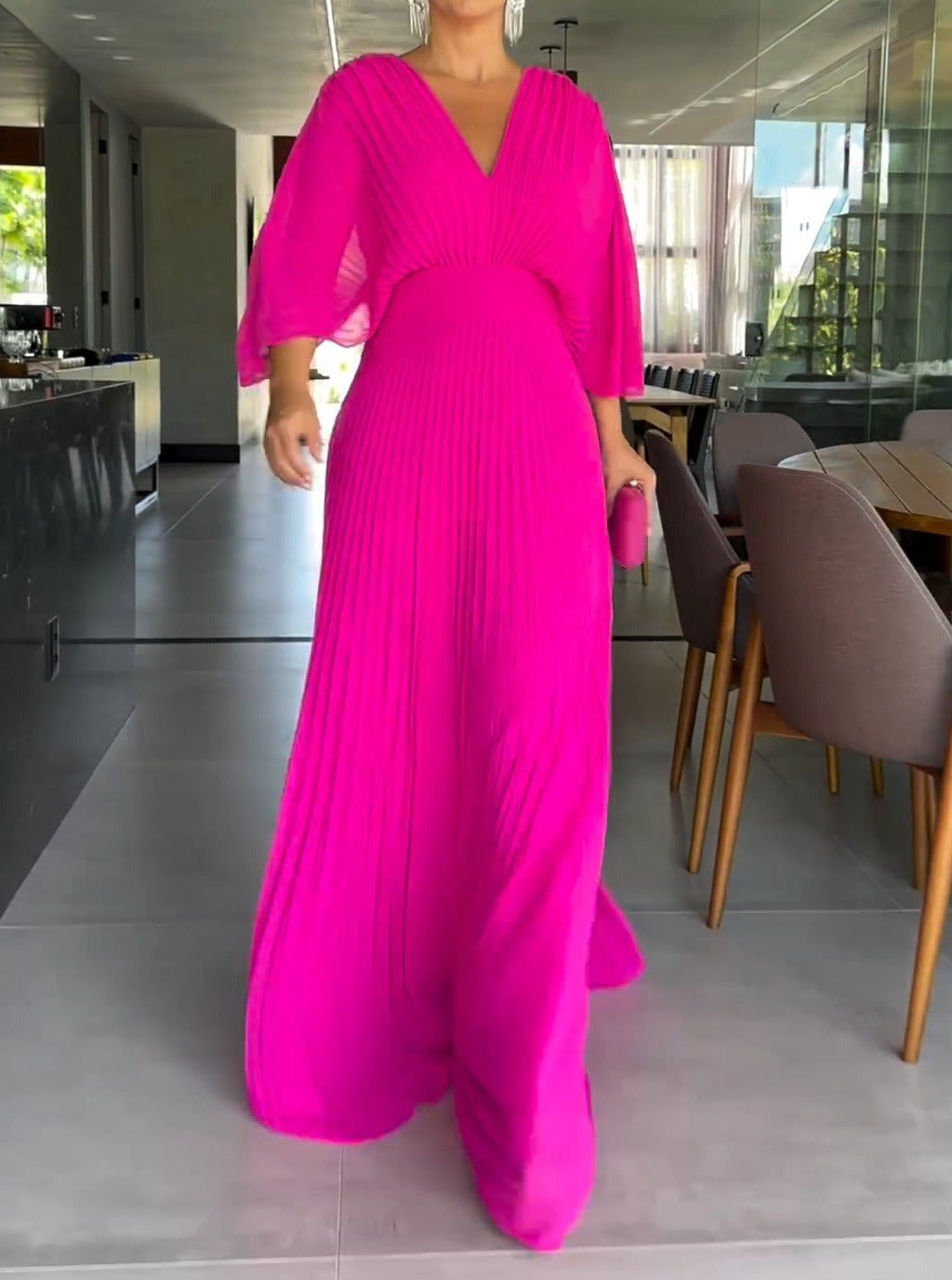 Vestido Ligero Canalé Escote en V