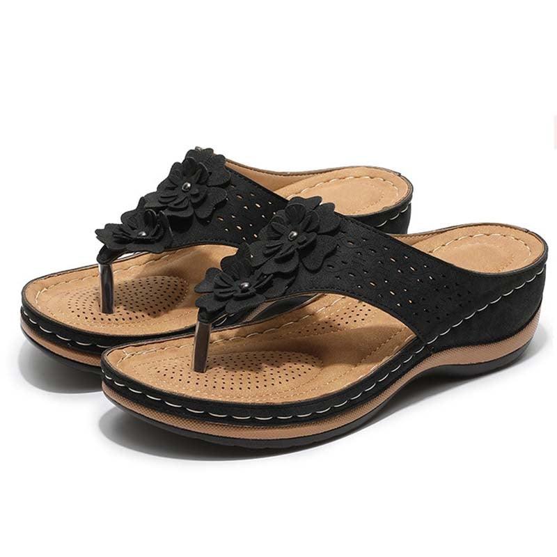 Sandalias de Verano con Plataforma y Florales - Vestiria