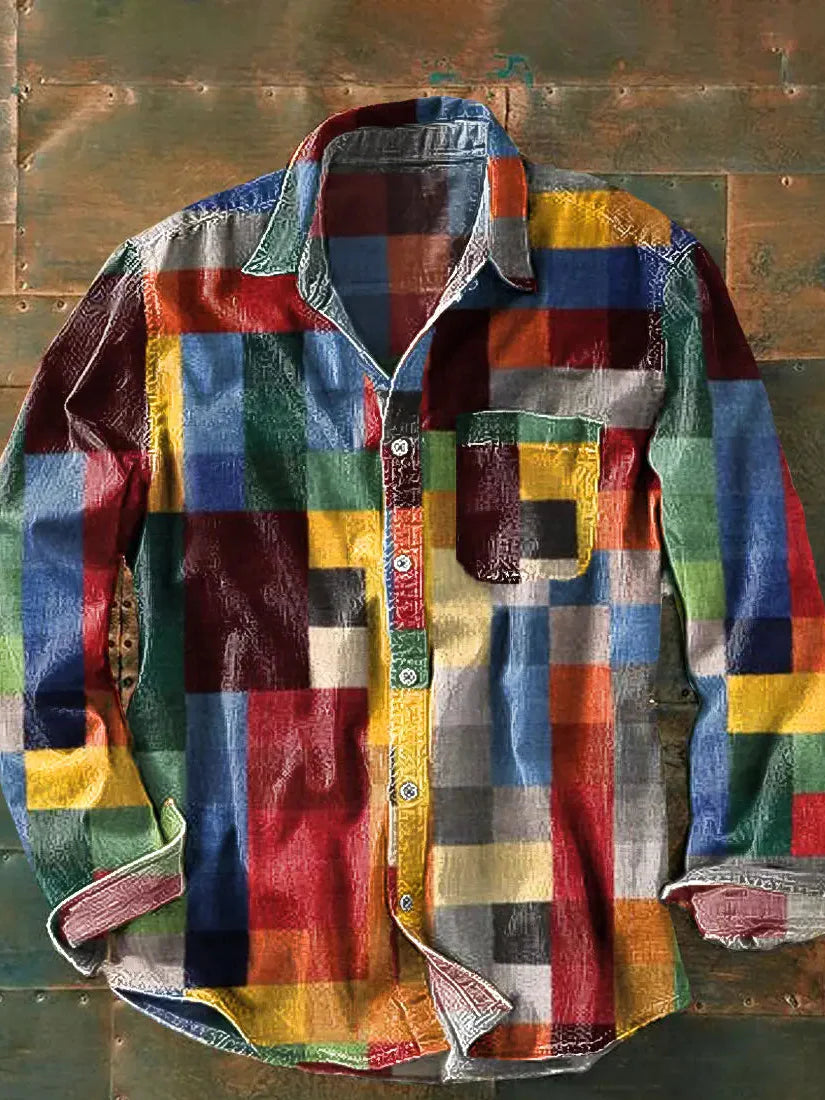 Camisa Hombre Manga Larga Estampada Original - Vestiria