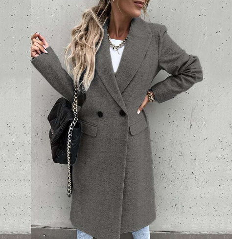Abrigo Mujer Lana Elegante Largo