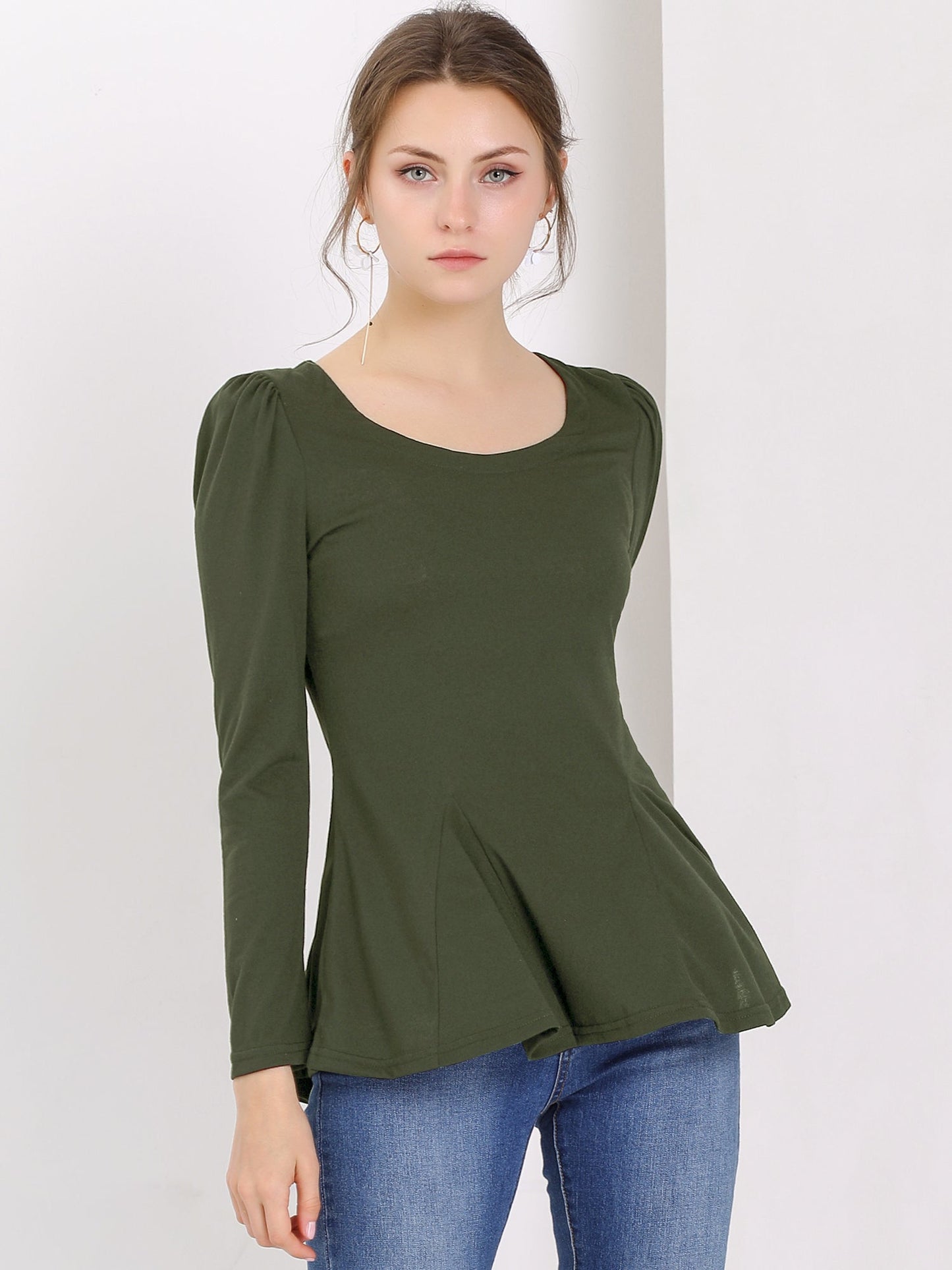 Camiseta mujer manga larga cuello redondo básica