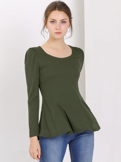 Camiseta mujer manga larga cuello redondo básica