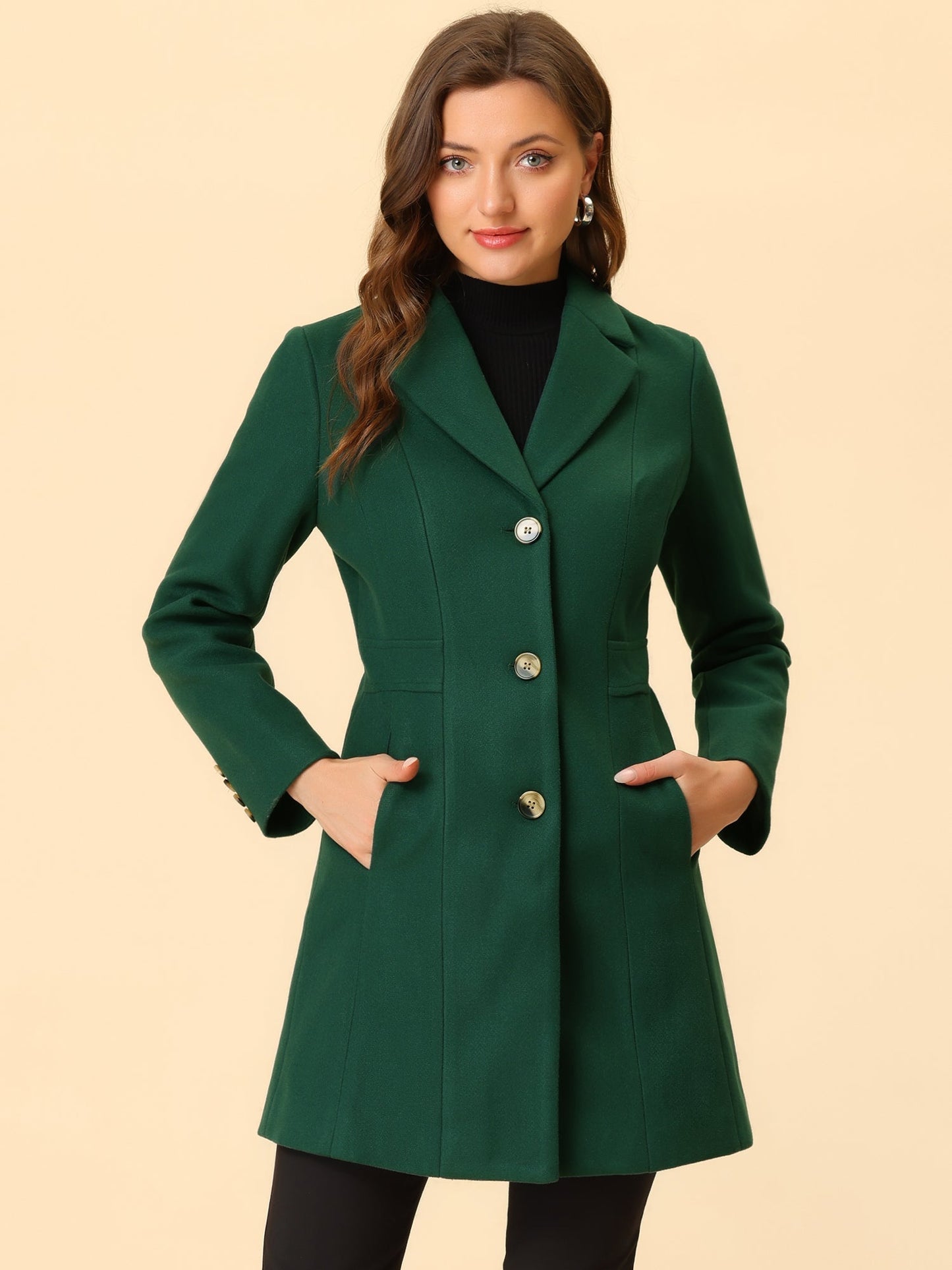 Abrigo Mujer Invierno Cálido Botones de Moda