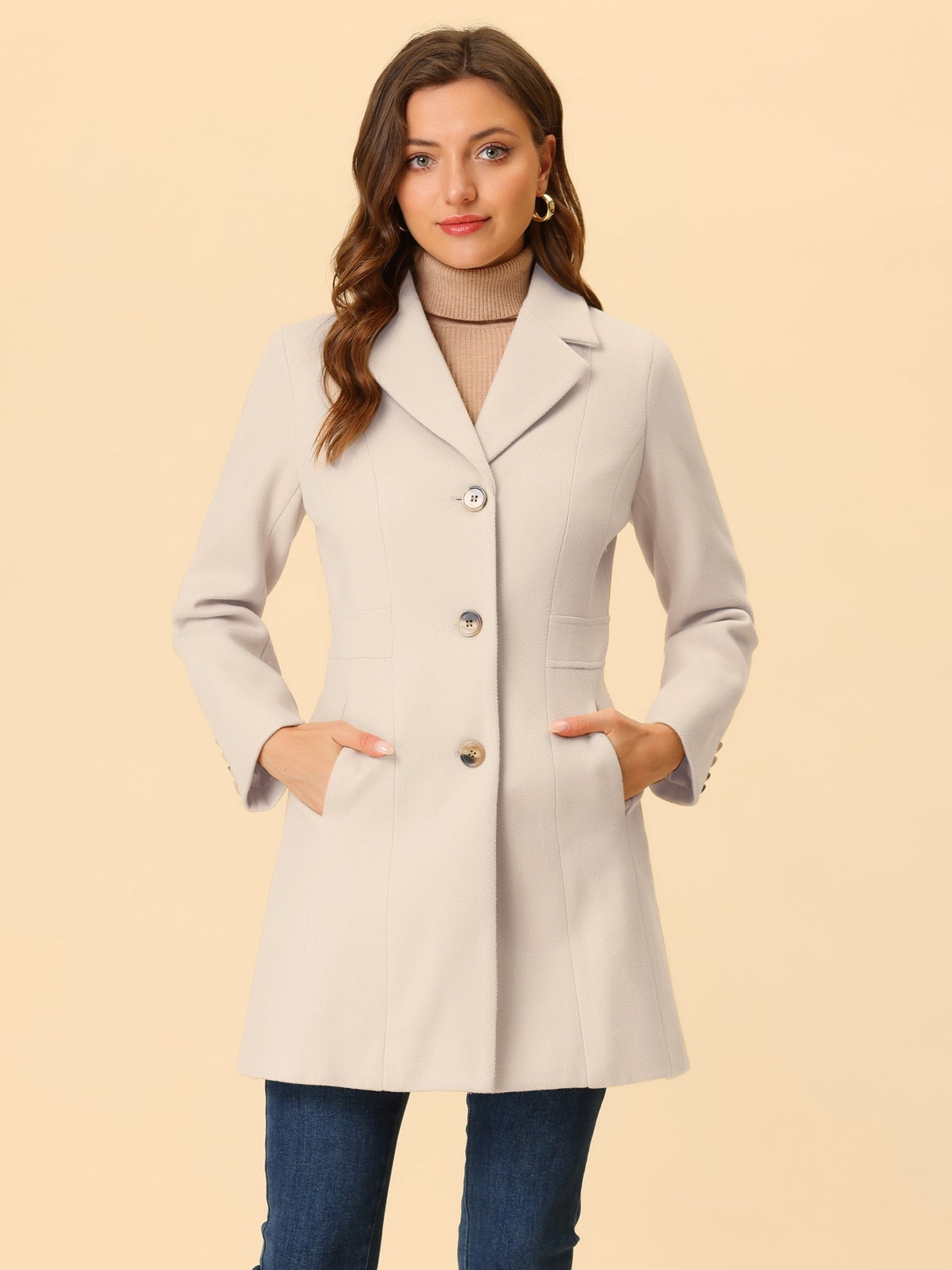 Abrigo Mujer Invierno Cálido Botones de Moda