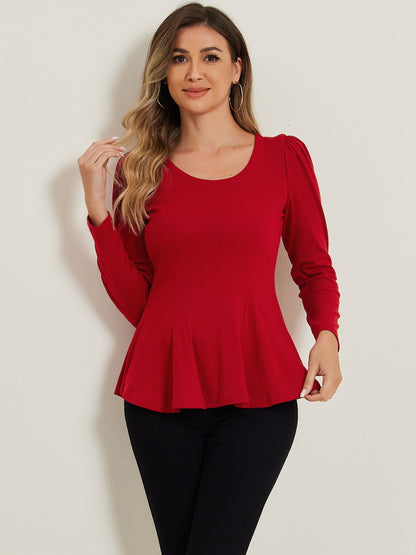 Camiseta mujer manga larga cuello redondo básica