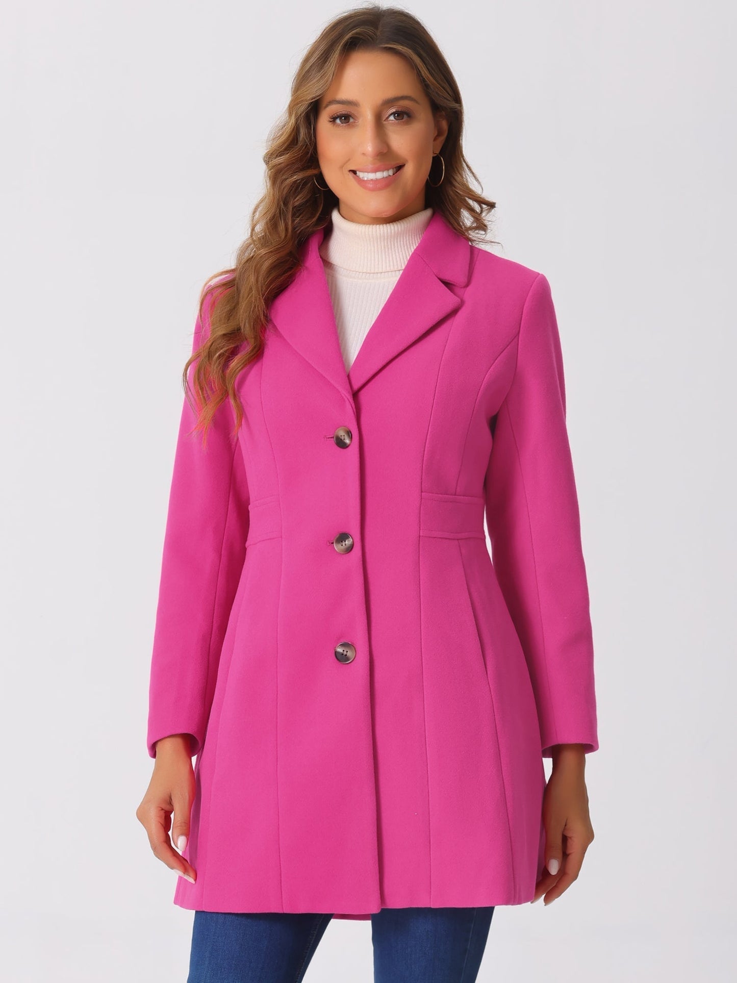Abrigo Mujer Invierno Cálido Botones de Moda