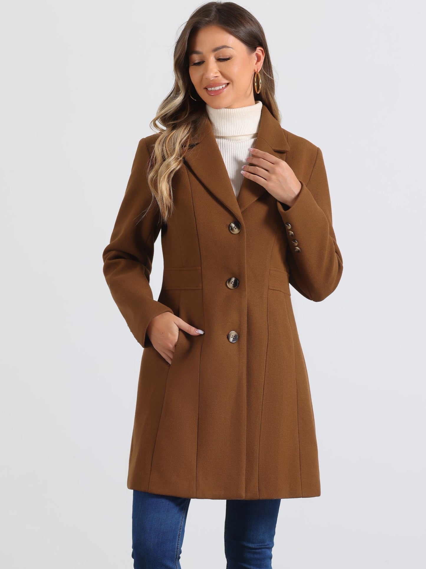 Abrigo Mujer Invierno Cálido Botones de Moda