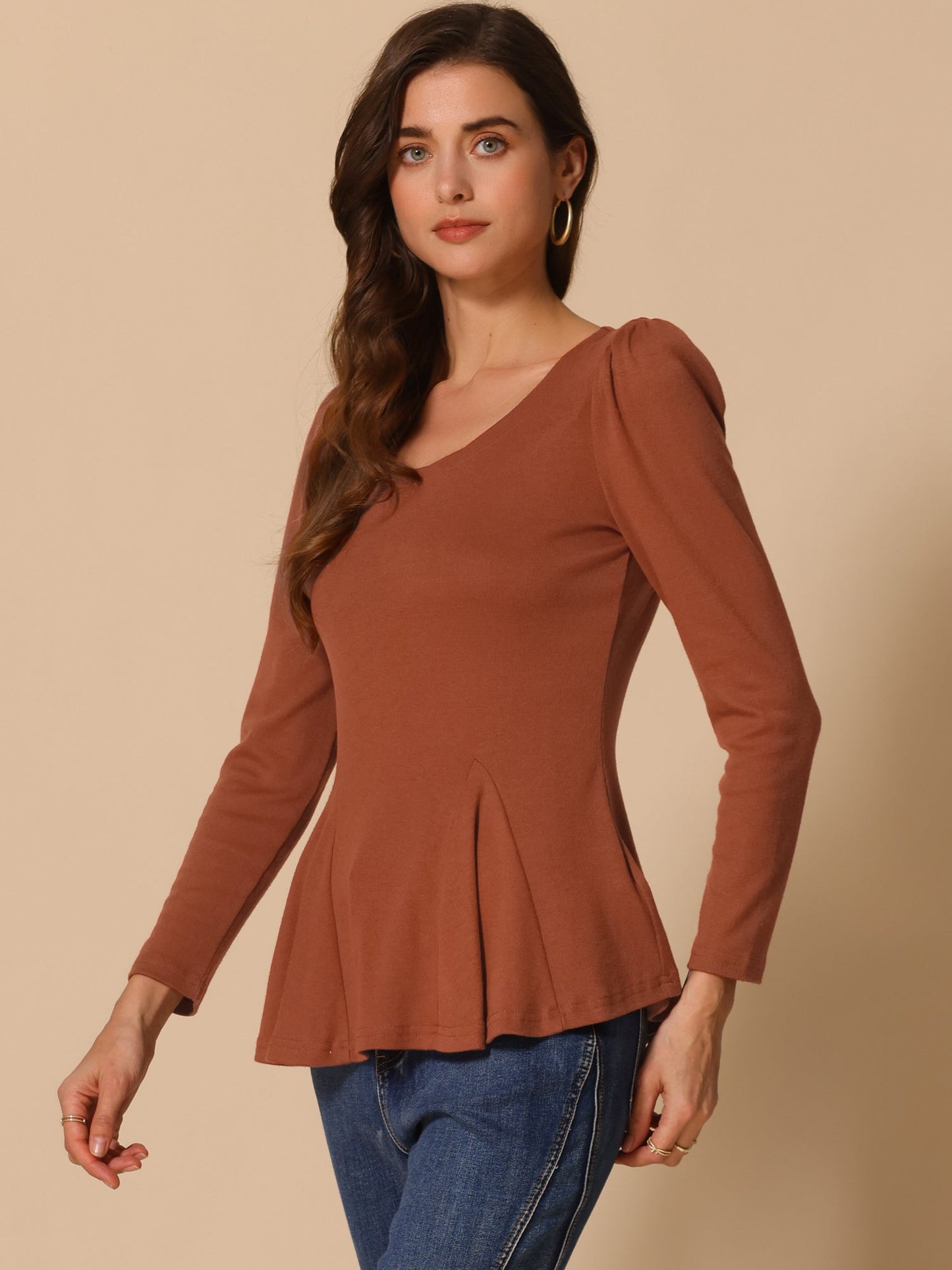 Camiseta mujer manga larga cuello redondo básica