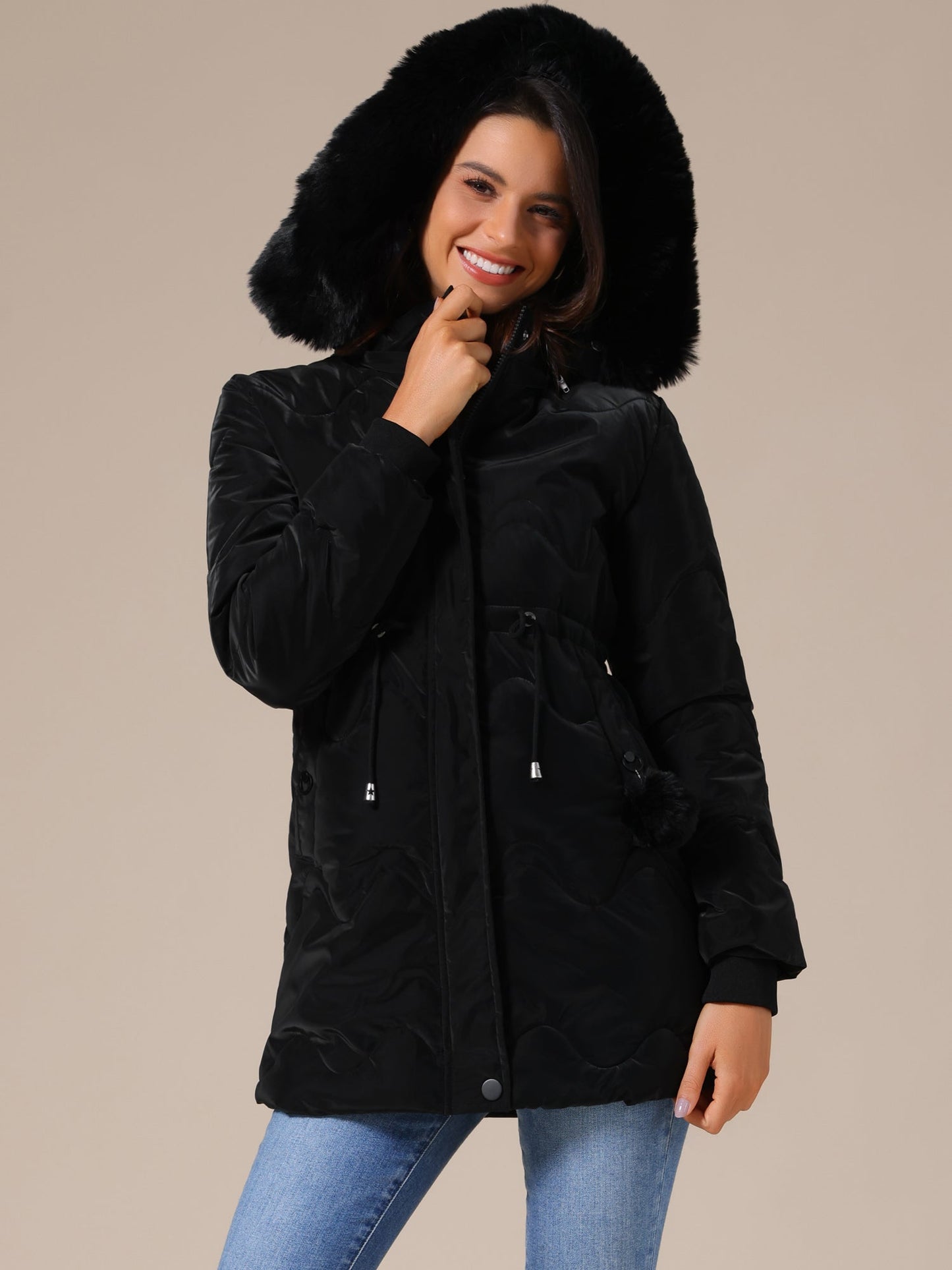 Chaquetón Invierno Acolchado Mujer con Capucha