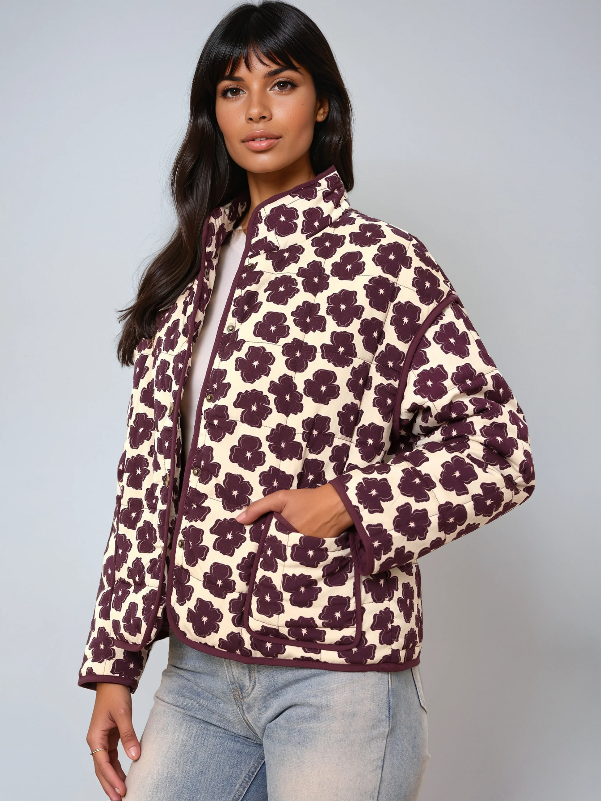 Chaqueta Primavera Mujer Estampado Floral - Vestiria
