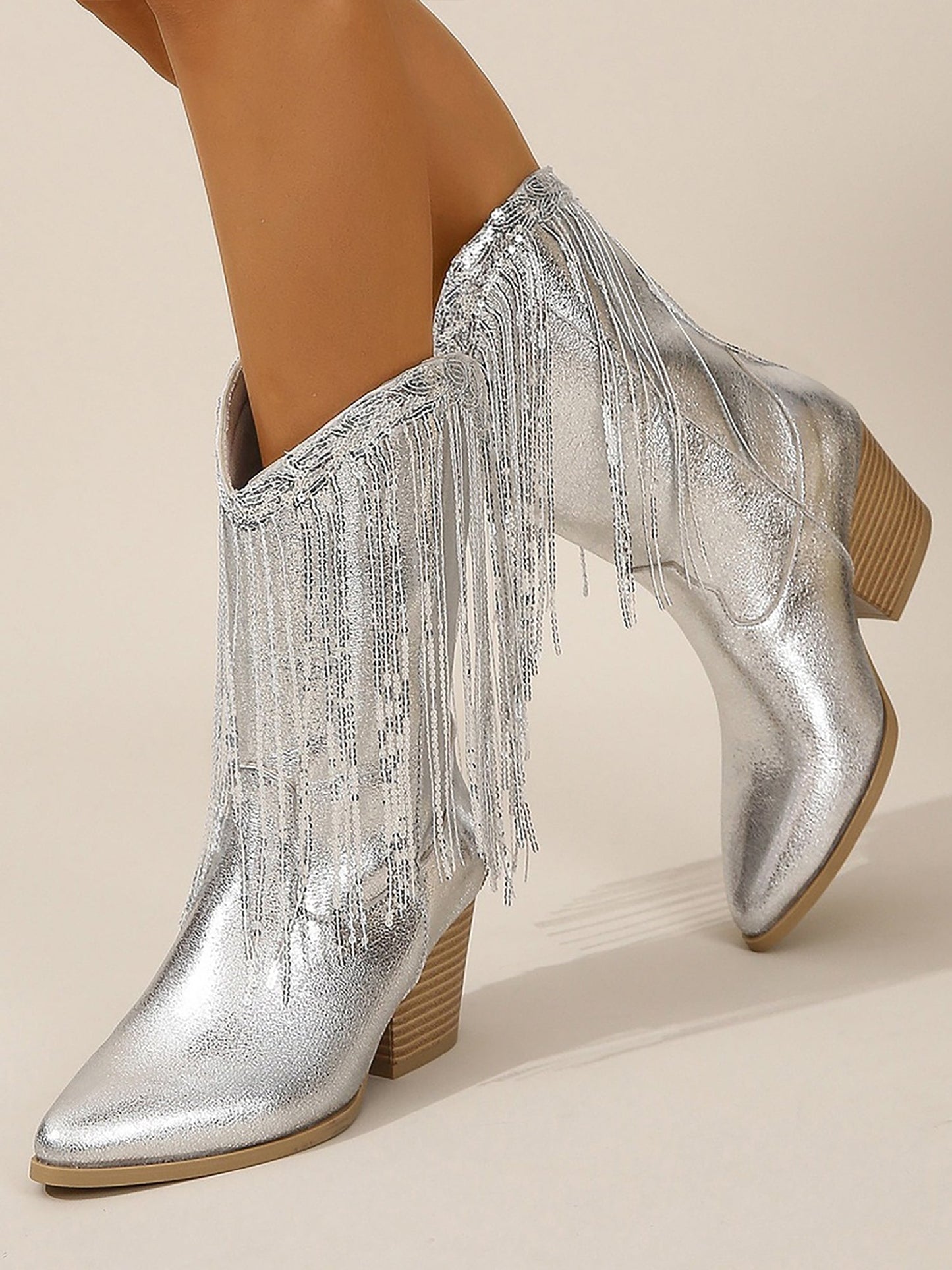 Botas vaqueras Mujer Brillantes con Flecos - Vestiria
