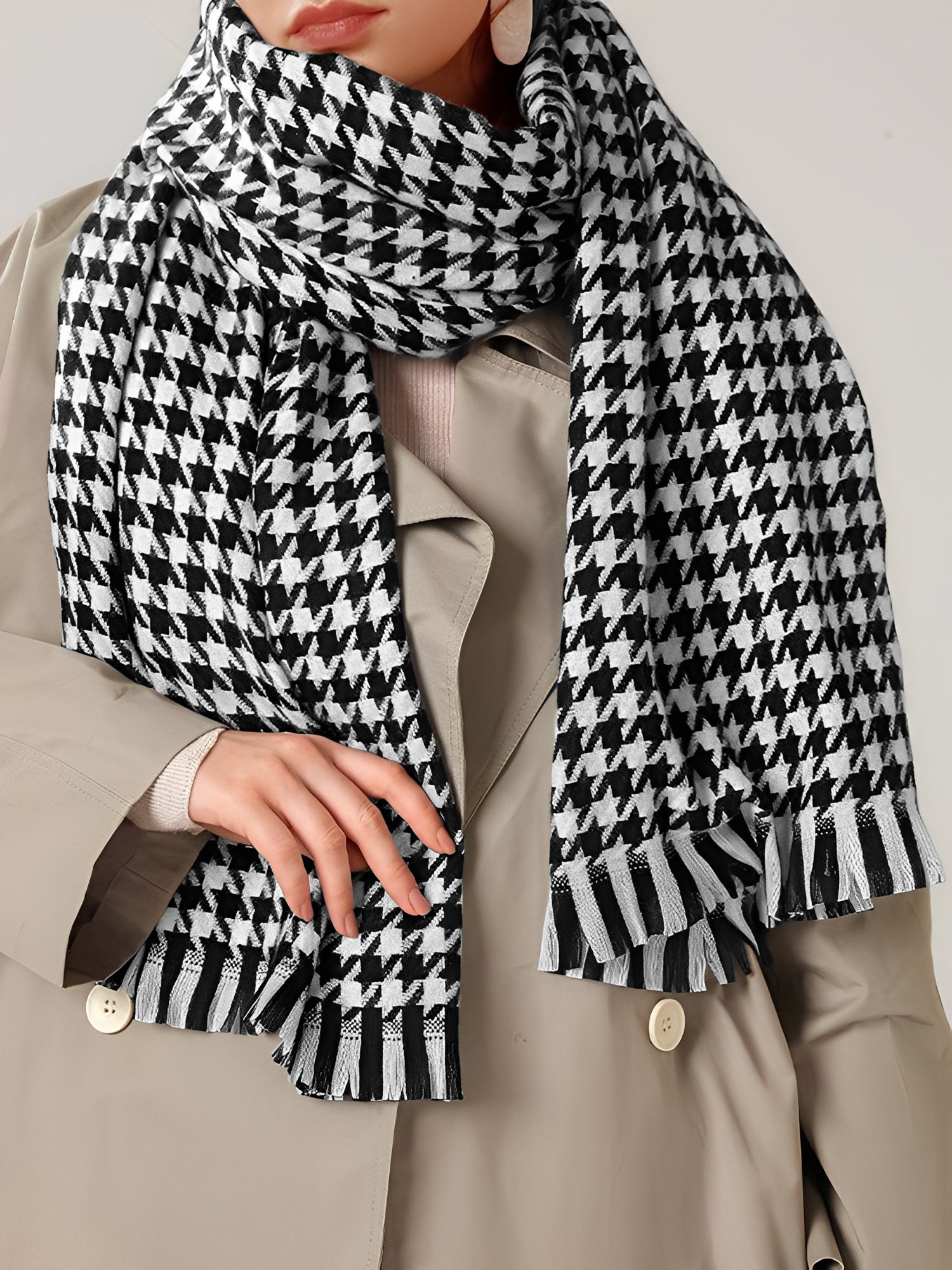 Bufanda Mujer Estampado Floral con Flecos - Vestiria
