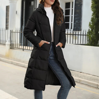 Chaqueta Acolchada Larga con Capucha Deportiva - Vestiria