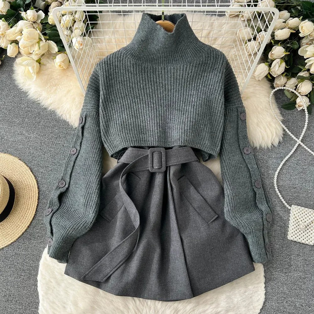 Traje de Dos Piezas Falda Corta Elegante Mujer - Vestiria
