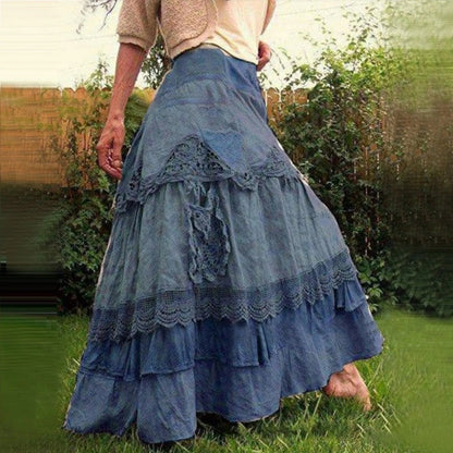 Falda Larga Boho Chic de Encaje Elegante - Vestiria