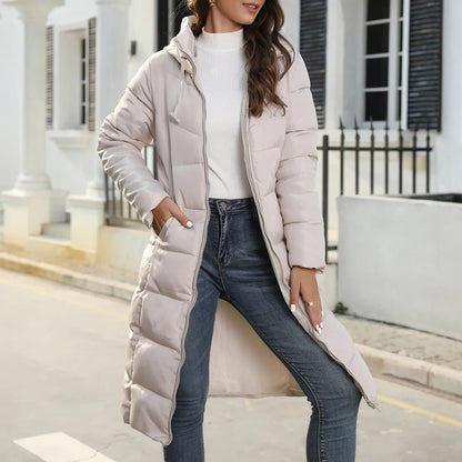 Chaqueta Acolchada Larga con Capucha Deportiva