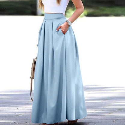 Falda Plisada Alta Elegante Mujer
