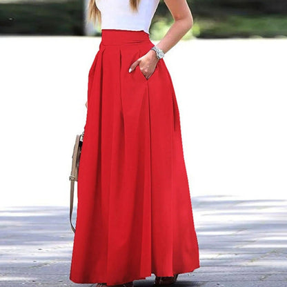 Falda Plisada Alta Elegante Mujer