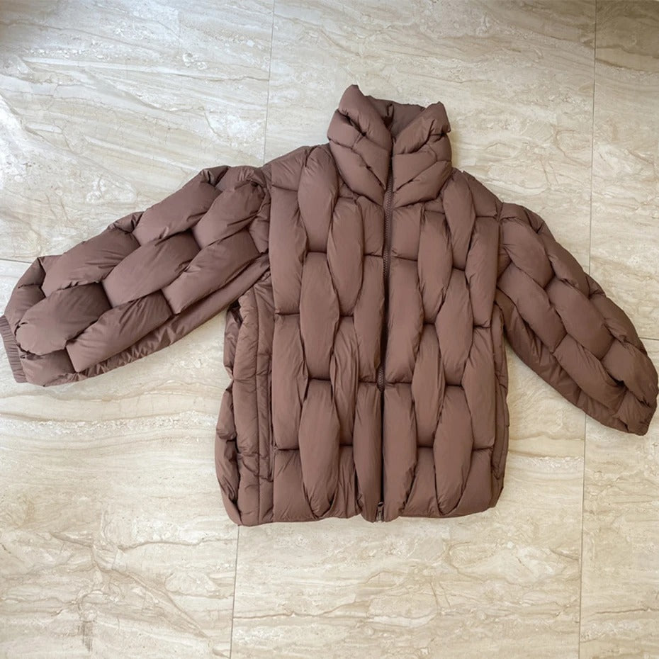 Abrigo Puffer Acolchado Grande Mujer Cuello Alto