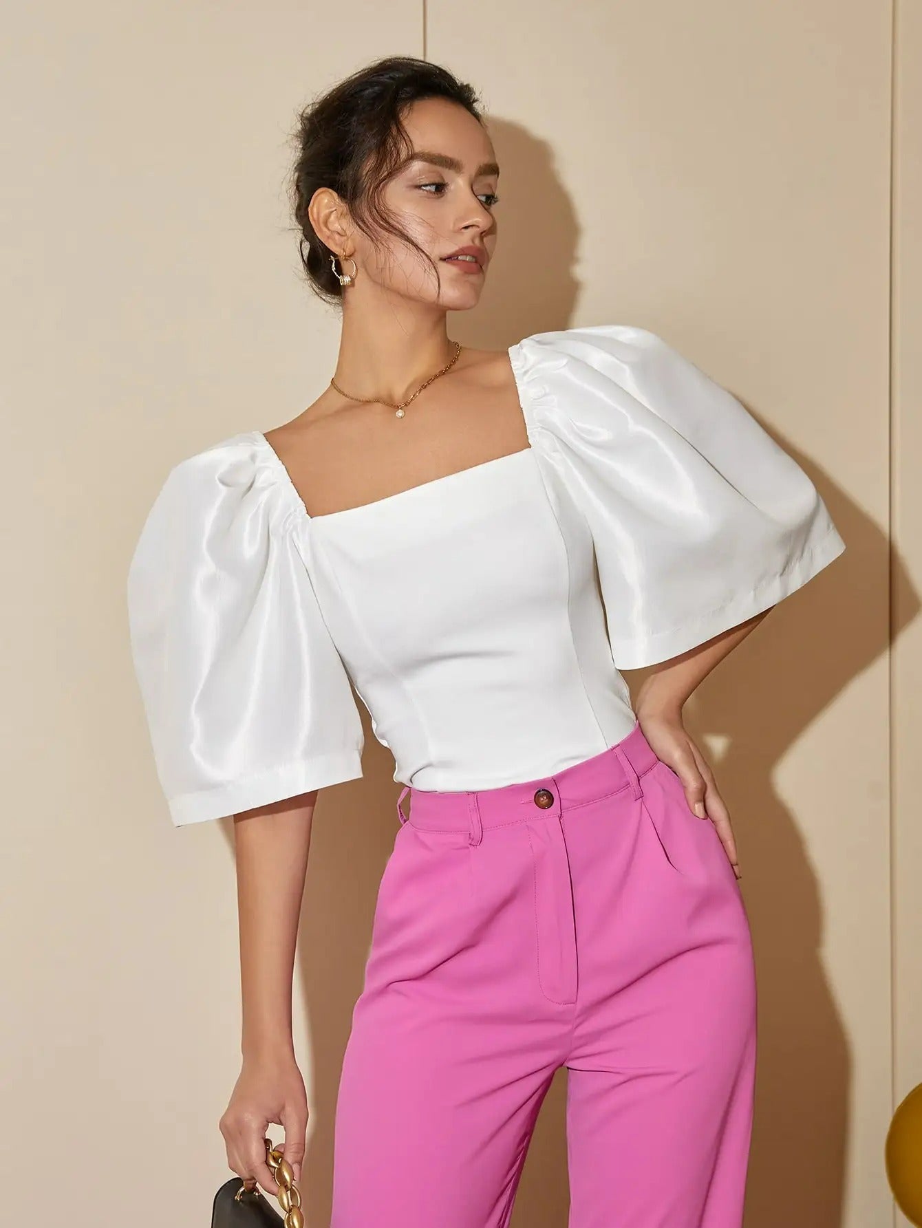 Top Mujer Estilo Vintage Cuello Cuadrado
