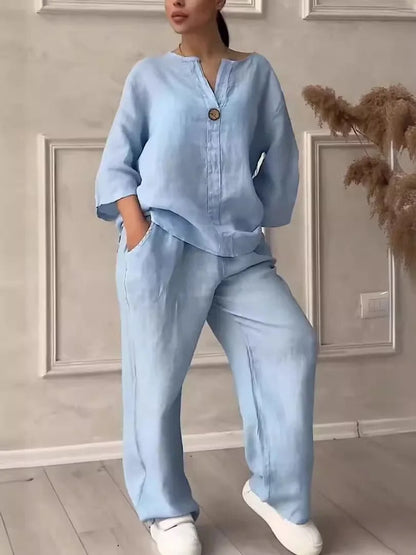 Conjunto Mujer Algodón y Lino Natural