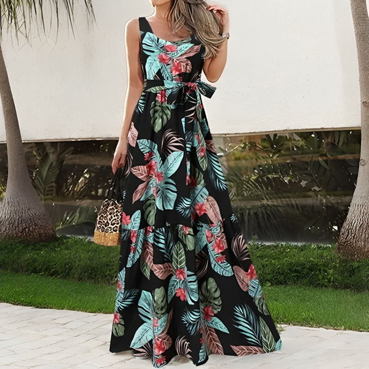 Vestido Floral Elegante Sin Mangas - Vestiria