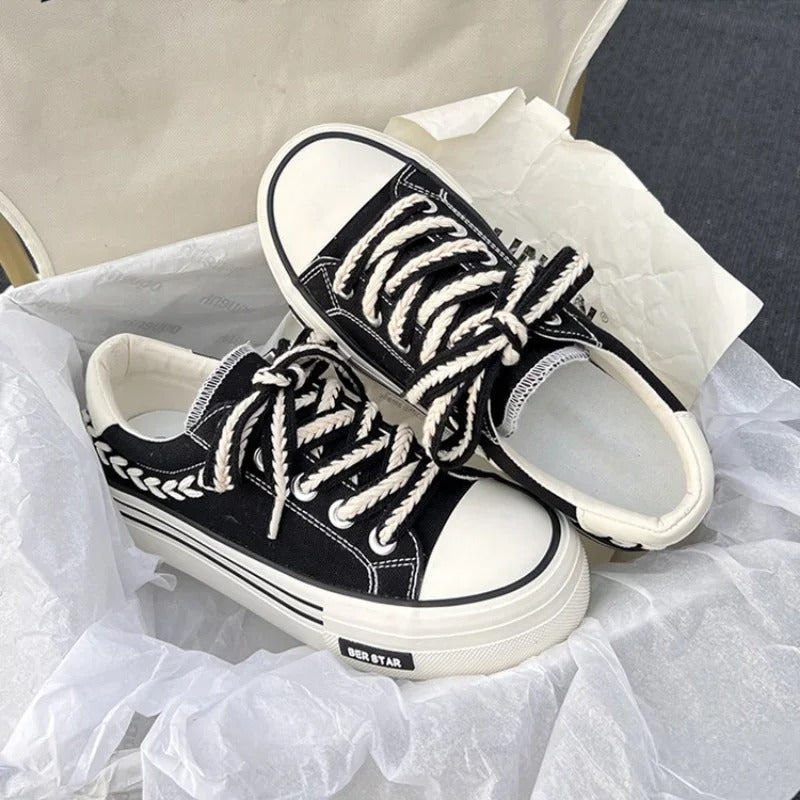 Zapatillas Lona Plataforma Mujer Altas - Vestiria