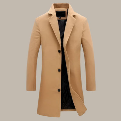 Abrigo largo elegante hombre invierno