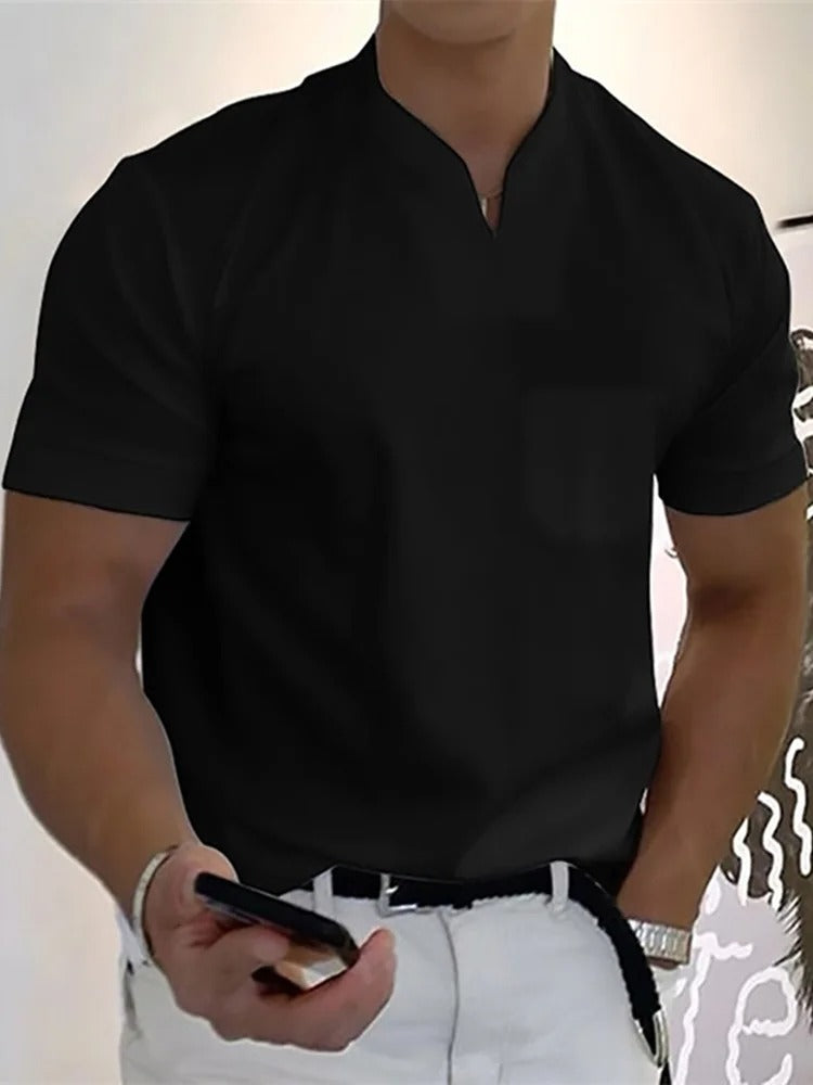 Camiseta deportiva ceñida cuello V hombre - Vestiria