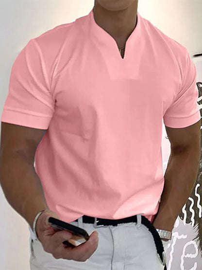 Camiseta deportiva ceñida cuello V hombre