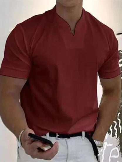 Camiseta deportiva ceñida cuello V hombre