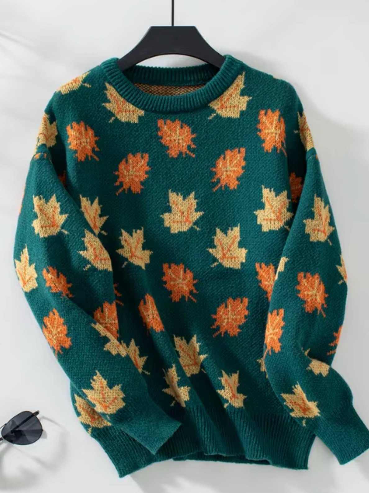 Jersey de punto estampado de hojas otoñales - Vestiria