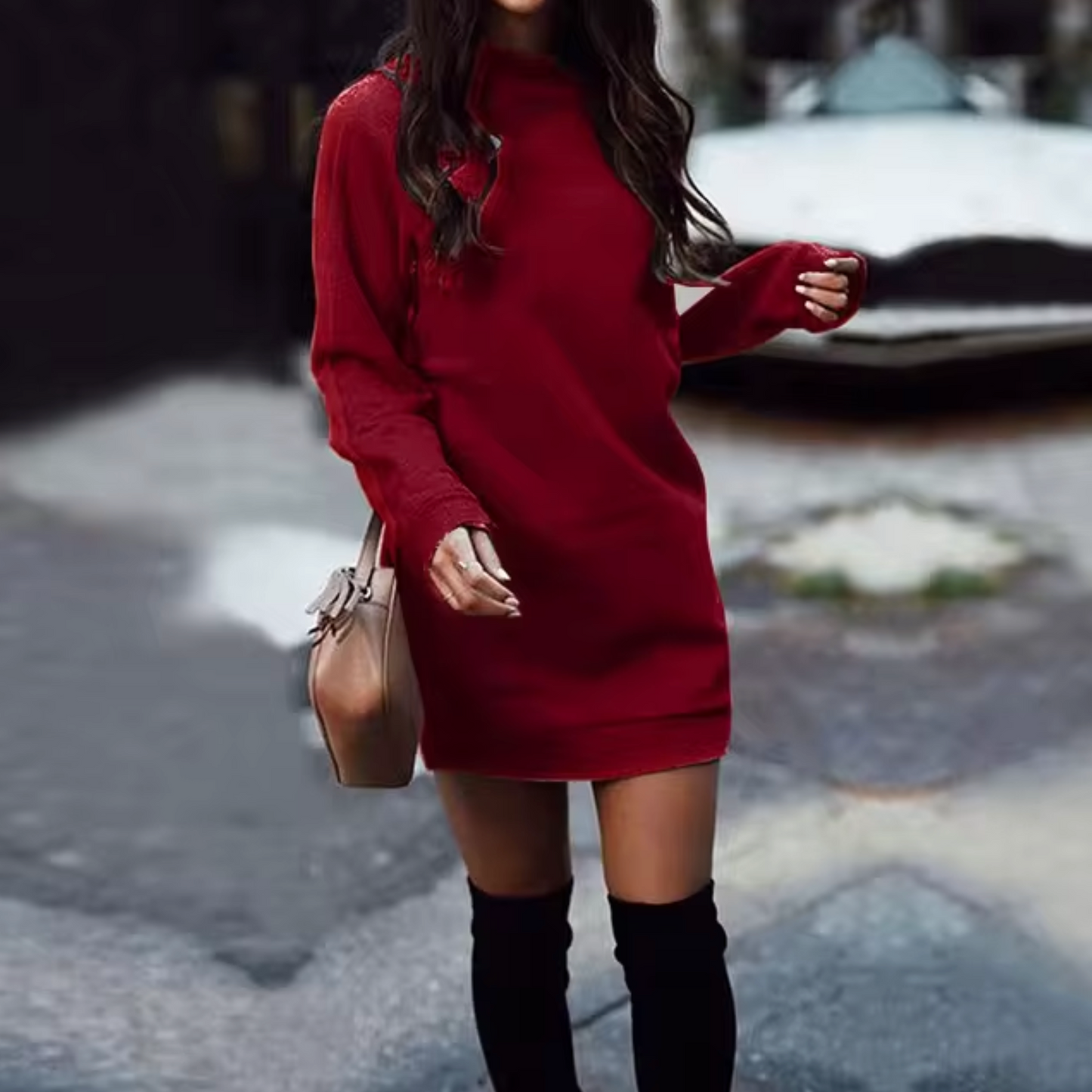 Vestido Cálido de Punto Manga Larga