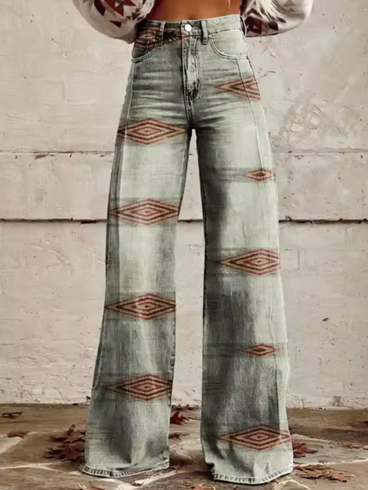 Pantalón Ancho con Diseño de Luces Brillantes - Vestiria