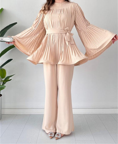 Conjunto Mujer Elegante Top Suelto Pantalón Ancho
