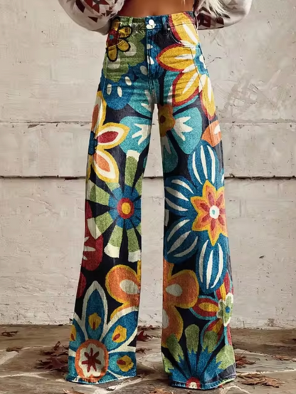 Pantalón Ancho con Diseño de Luces Brillantes
