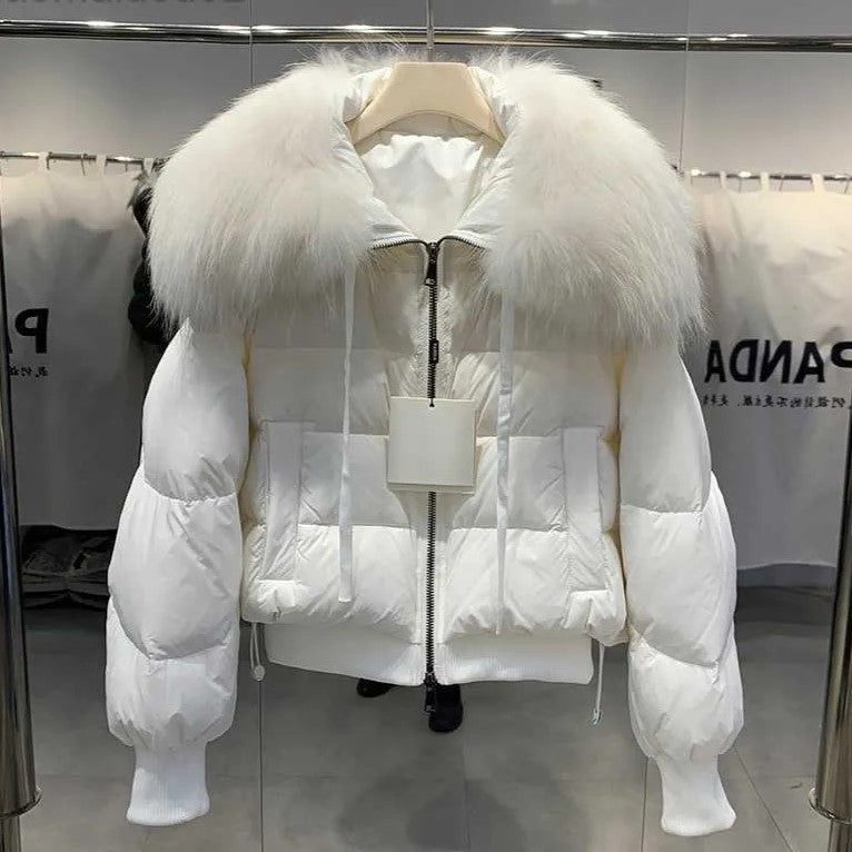 Abrigo Puffer Invierno Mujer Cuello Piel Artificial