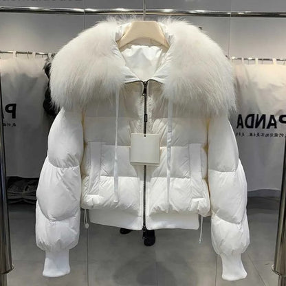 Abrigo Puffer Invierno Mujer Cuello Piel Artificial