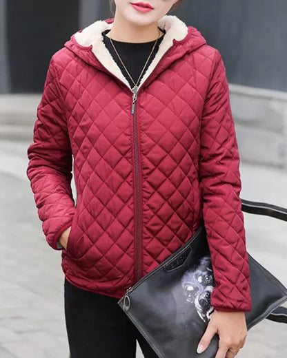 Chaqueta Invierno Acolchada Mujer Capucha Cremallera