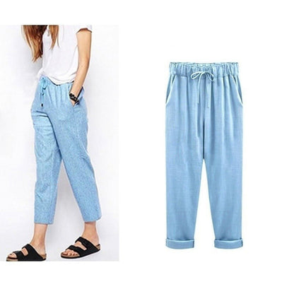 Pantalones Verano Mujer Con Cintura Elástica