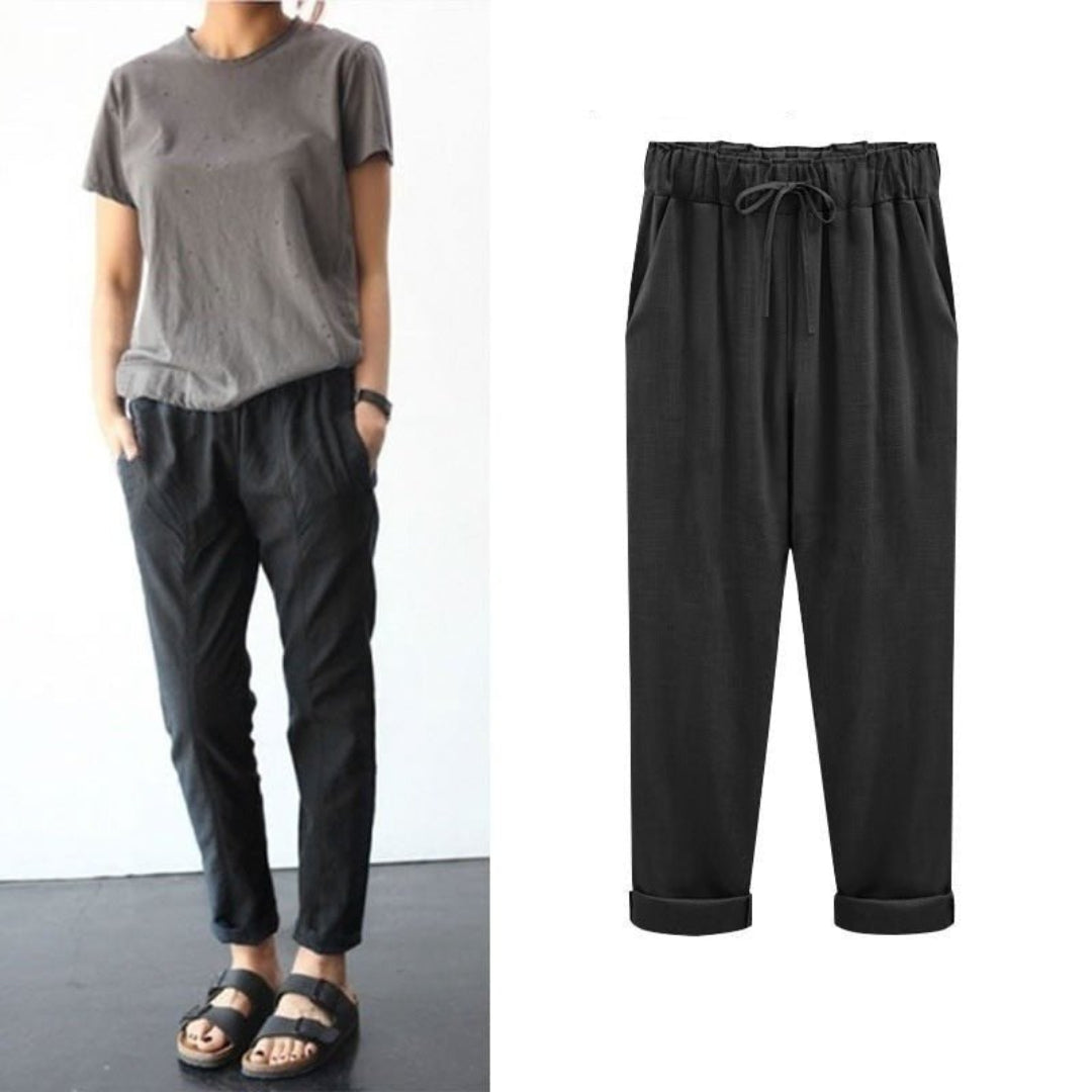 Pantalones Verano Mujer Con Cintura Elástica