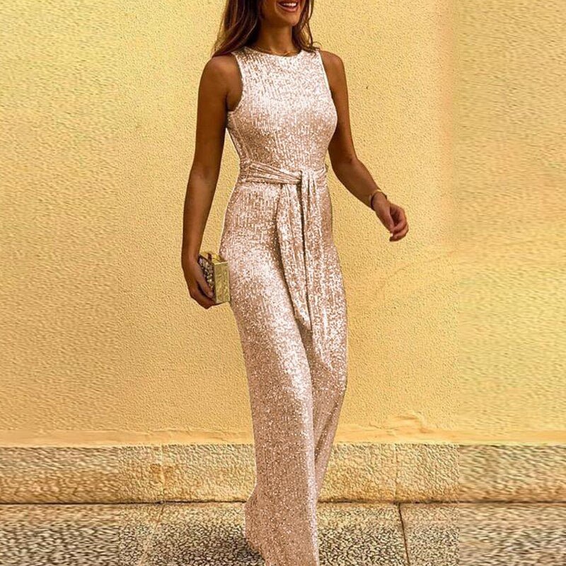 Vestido Noche Elegante Mujer Cinturón