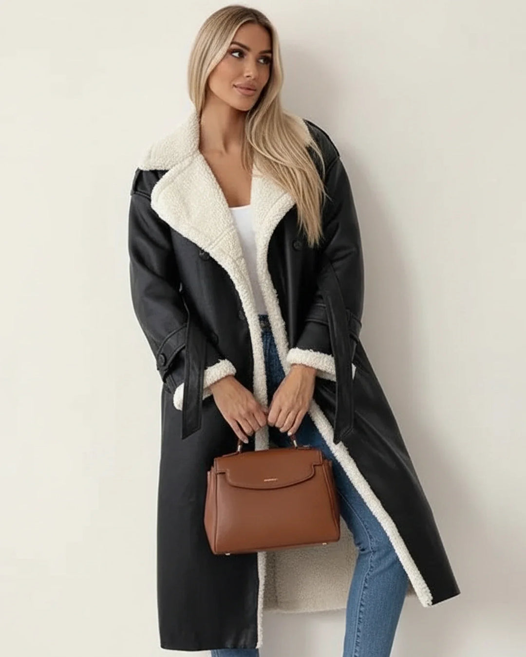 Abrigo Sherpa Femenino Largo Abrigado Invierno
