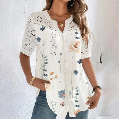 Blusa Encaje Flores Corta