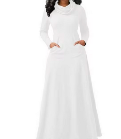 Vestido Maxi Mujer Escote Cascada Elegante
