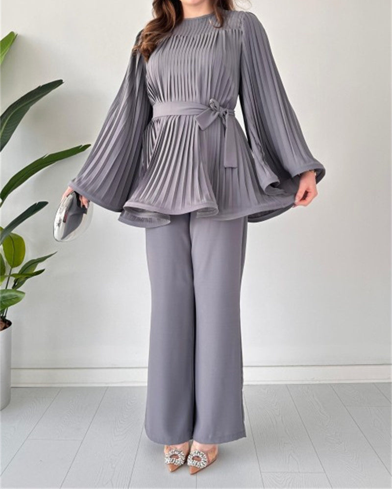 Conjunto Mujer Elegante Top Suelto Pantalón Ancho - Vestiria