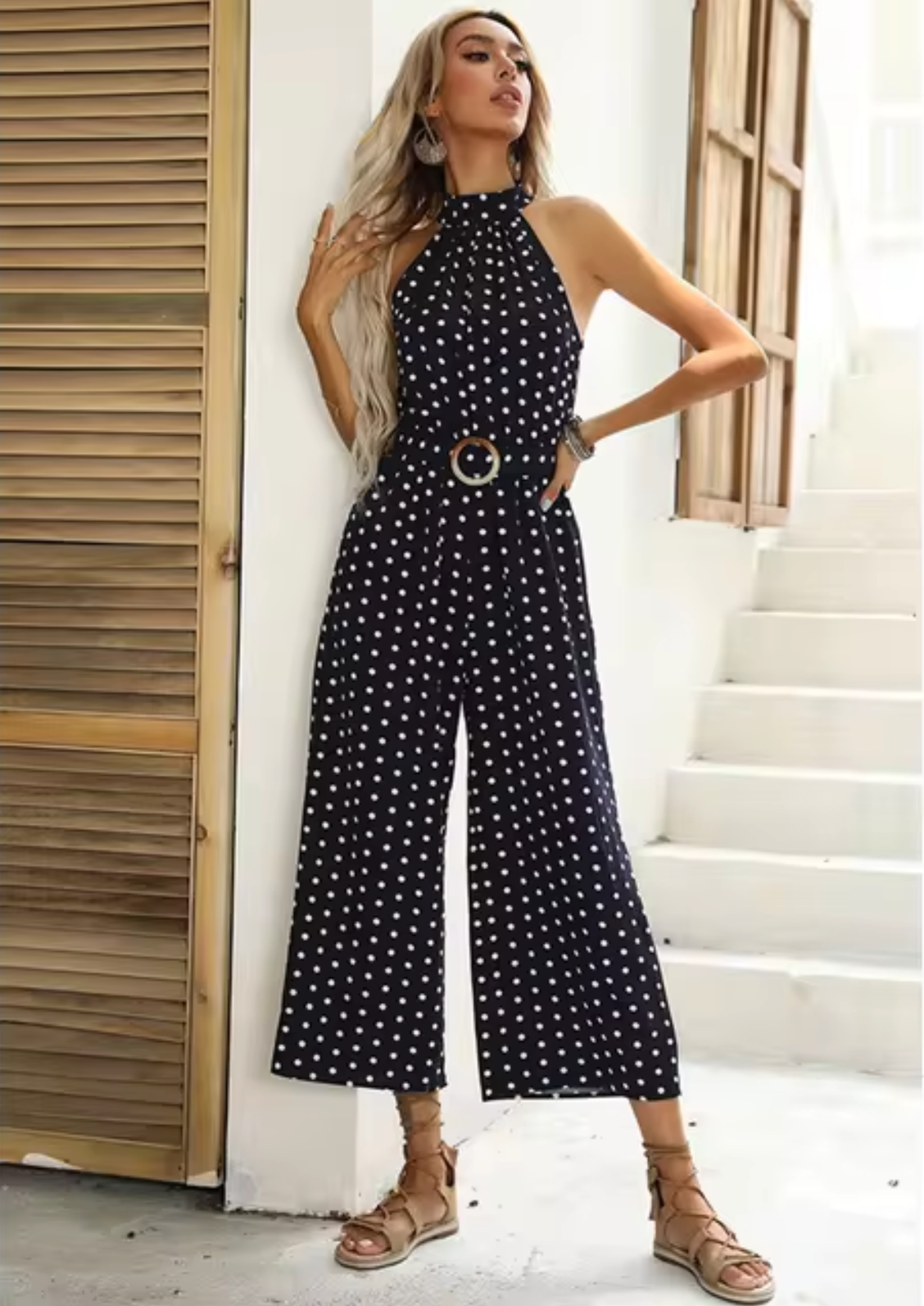 Mono de Puntos con Cuello Halter Mujer