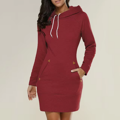 Vestido Suéter Con Capucha Cálido