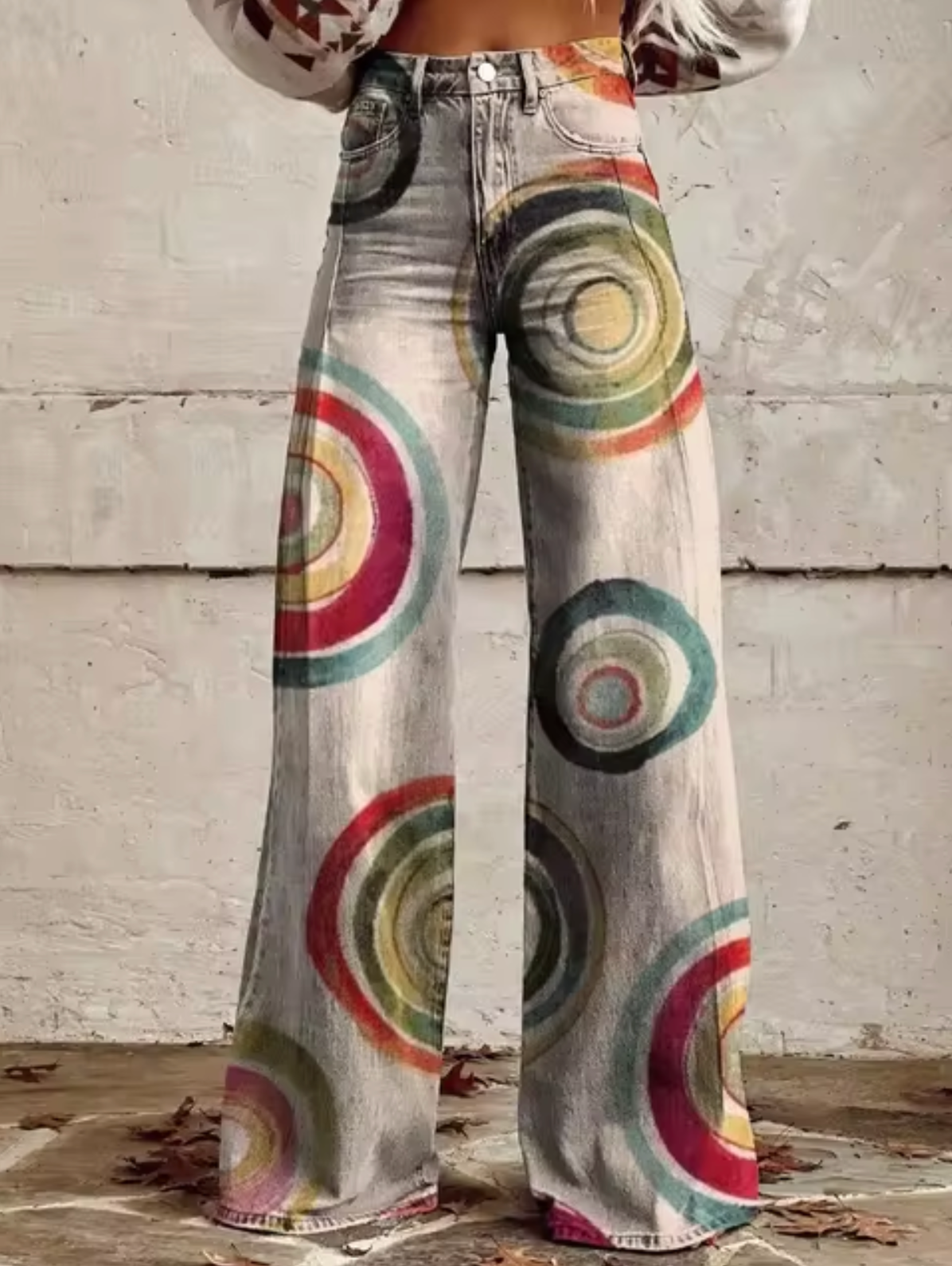 Pantalón Ancho con Diseño de Luces Brillantes